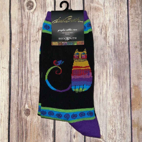 Laurel Burch Rainbow Cat Crew Socks - Picture 3 of 4